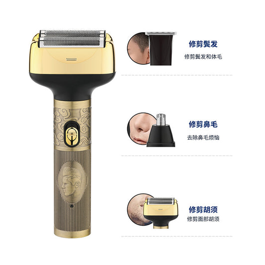 Multifunctional electric nose hair and sideburn shaver rechargeable portable men's washable three-in-one electric trimmer