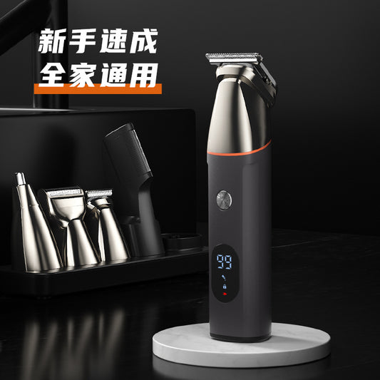 Magnetic new digital display multi-function six-in-one hair clipper electric hair clipper oil head clipper carving nose hair cutter